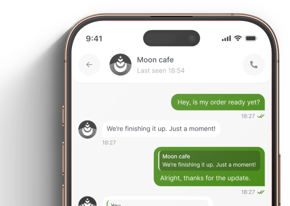Aulax app chat with merchant preview