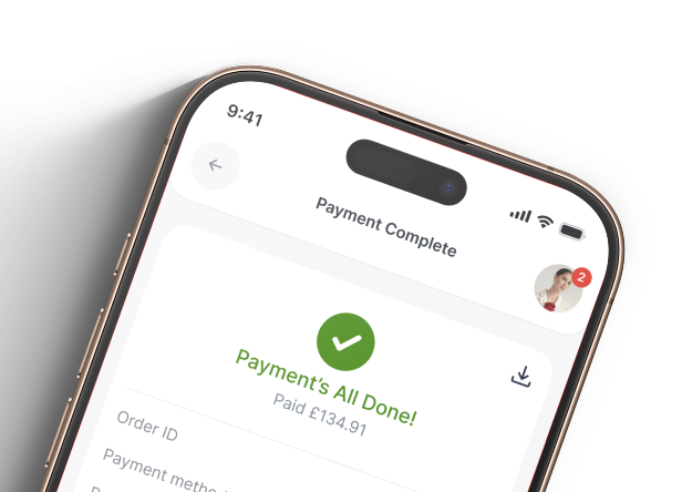 Aulax app payment complete screen preview